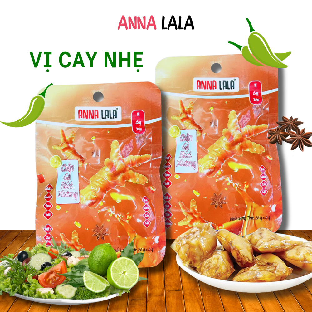Combo 10 cái Chân gà rút xương Anna Lala vị ít cay - Chân gà rút xương cay vị tứ xuyên tương thơm ăn liền