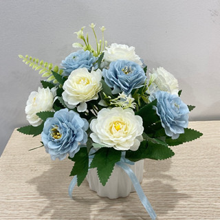 Chậu hoa mini trang trí cắm sẵn 23 - 24cm - Binh hoa nhỏ để bàn trà, decor sự kiện, lớp học - Tiệm Hoa Lụa nhà Vy