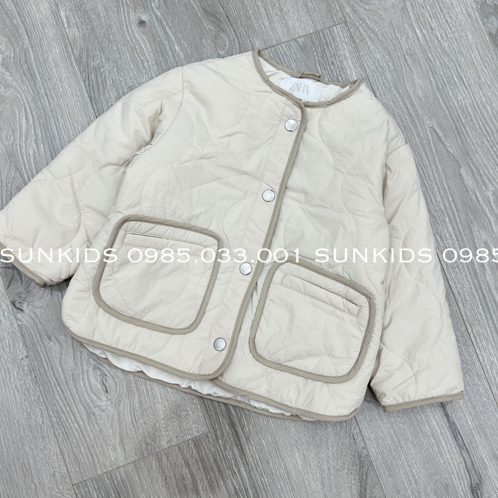 Áo khoác bé gái ZR trần phao siêu nhẹ bomber túi vuông