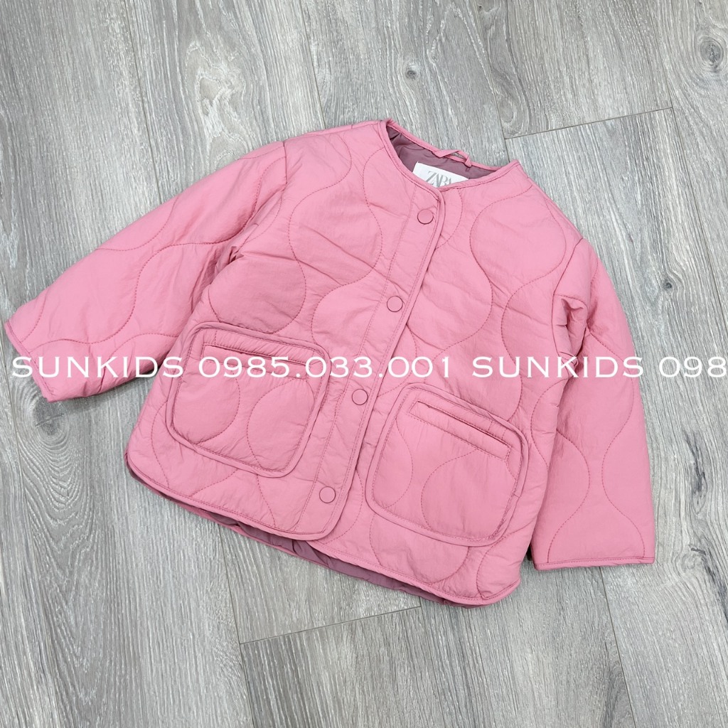Áo khoác bé gái ZR trần phao siêu nhẹ bomber túi vuông