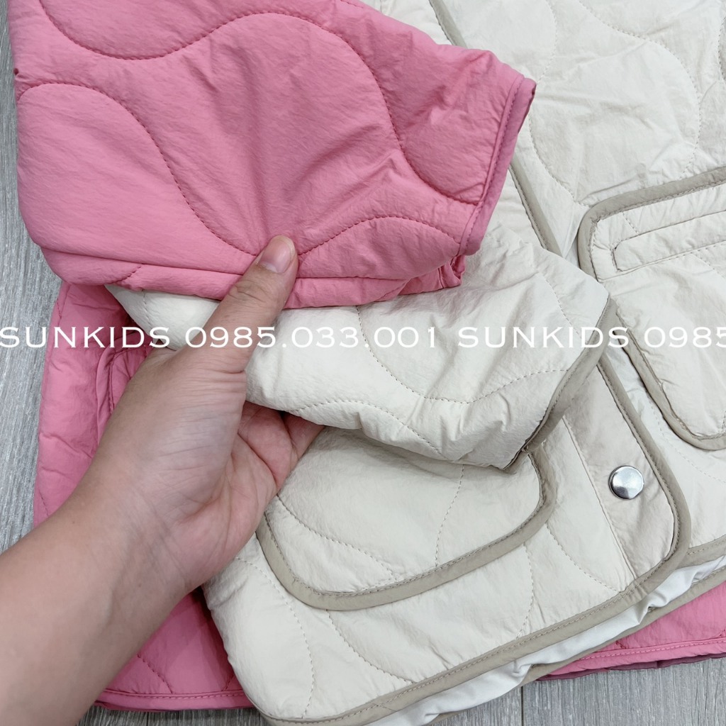 Áo khoác bé gái ZR trần phao siêu nhẹ bomber túi vuông