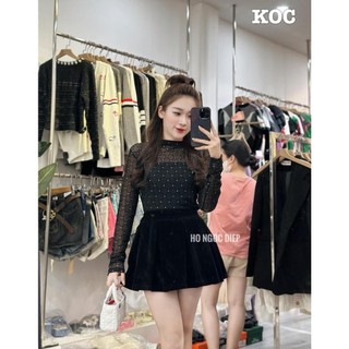 SÉT ÁO KIM SA CV NHUNG ĐEN CHO BÉ