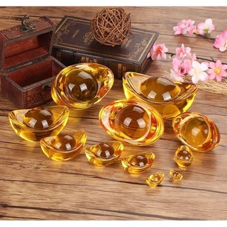 Thỏi vàng pha lê ngân lượng vàng kim nguyên bảo phong thủy may mắn tài lộc