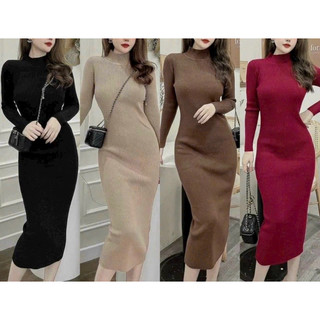 Váy len body dáng dài