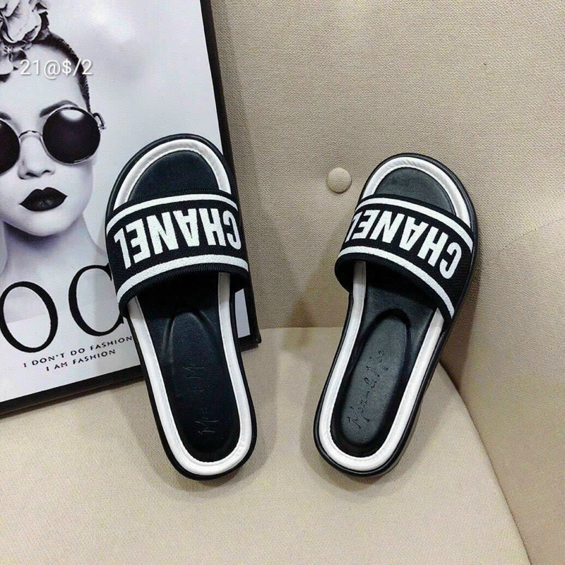 Dép Nữ Bản Chữ Thêu Đế 3 Phân Thời Trang Siêu Đẹp