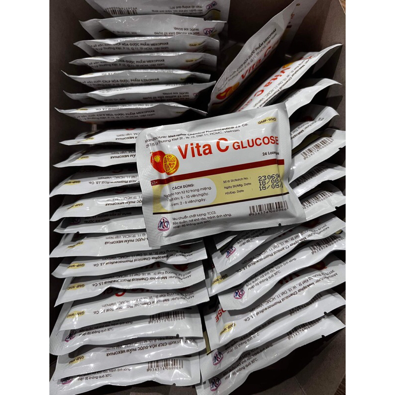 Viên ngậm vitamin C - Vita C Glucose Mekophar (Kẹo cam tuổi thơ / kẹo thơ ấu) kẹo ong chúa