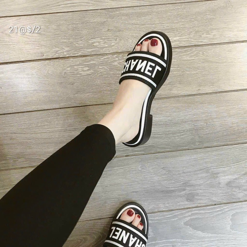 Dép Nữ Bản Chữ Thêu Đế 3 Phân Thời Trang Siêu Đẹp