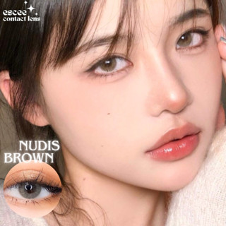 1 Cặp Lens kính áp tròng Nudis Brown nâu Tây áp tròng không giãn 14.0mm độ cận 0 - 7 độ (tặng khay gương)