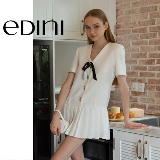 Đầm Cổ V Tay Ngắn Tà Xếp Ly Thanh Lịch - EDINI - D1632