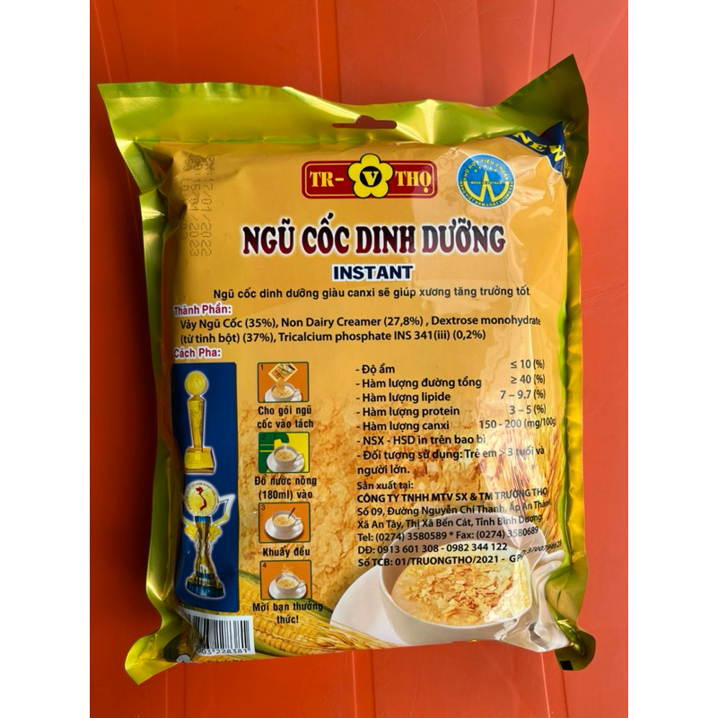 COMBO 3 Bịch Ngũ Cốc Dinh Dưỡng Trường Thọ - Bột ngũ cốc dinh dưỡng Trường Thọ 500g thực phẩm dinh dưỡng