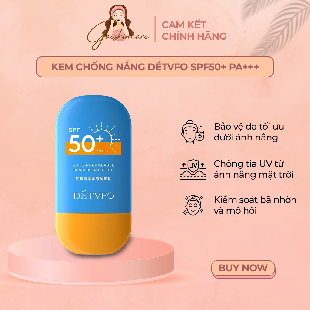 Kem Chống Nắng Détvfo SPF 50+ PA+++ - Bảo Vệ Da, Dưỡng Ẩm Không Nhờn Không Bết Rít Suốt 12,5h