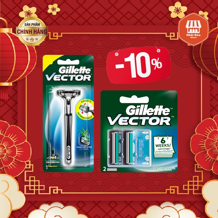 Dao cạo râu Gillette Vector, lưỡi rời dao cạo râu Gillette Vector chính hãng