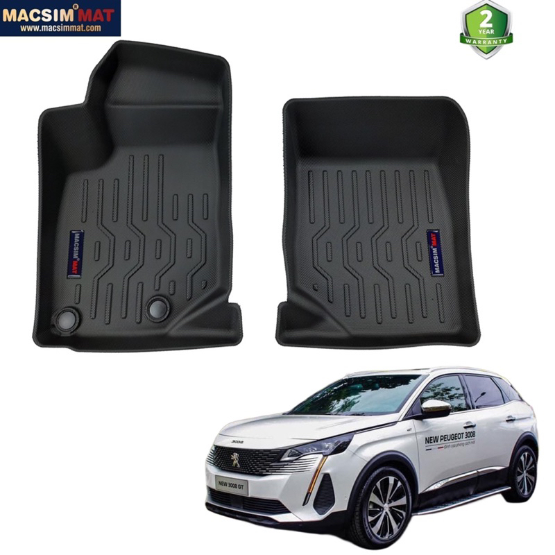 Thảm Lót Sàn Xe Peugeot 3008, 2008, 5008 hiệu Macsim mat, chất liệu nhựa TPE cao cấp, Sàn chống nước tuyệt đối