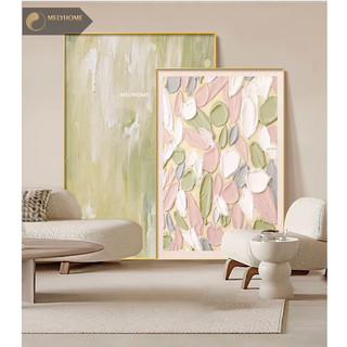 Tranh Treo Tường Canvas Tráng Gương Kiểu 2 Bức Trừu tượng art Xanh Lá Cam Cafe Phòng Khách Sạn Ngủ MELYHOME DEC