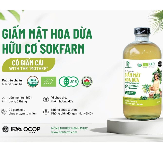 Giấm mật hoa dừa Sokfarm 500ml