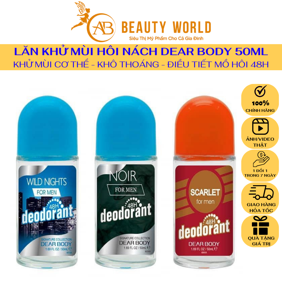 Lăn Nách DEAR BODY - Lăn Khử Mùi Hôi Dưới Cánh Tay - Không Thâm Nách - Ko Vàng Áo - Hương Thơm 48h