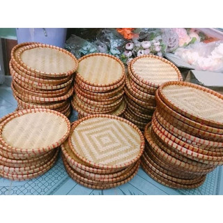 Mẹt Tre Trang Trí Tết viền đỏ decor treo tết, bày hoa quả đồ ăn