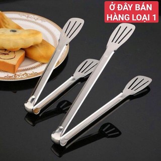 (Loại 1) Kẹp gắp thức ăn dẹt inox có lỗ thoát nước dụng cụ gắp BBQ đồ nướng nóng princess đồ gắp đá rau củ nhà hàng