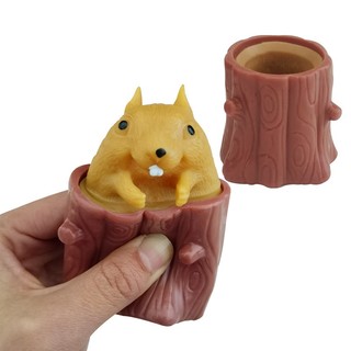 Đồ chơi giải nén chuột trốn trong gốc cây cốc, chuột ú òa trong gốc cây bất ngờ vui nhộn