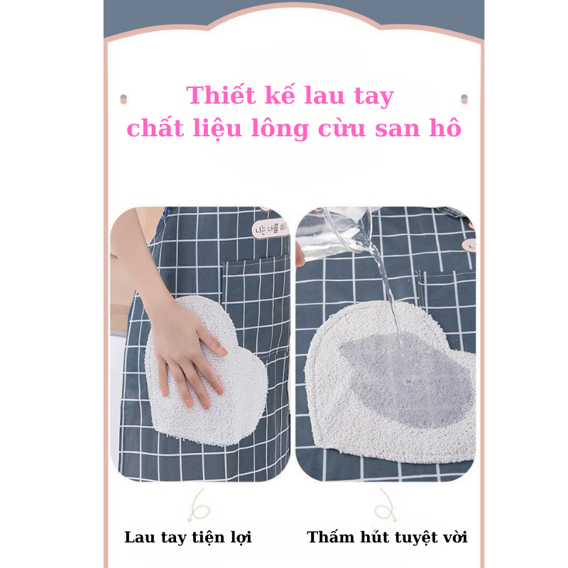 Tạp Dề nấu ăn cao cấp không thấm nước, thấm dầu mỡ có lau tay, có túi đựng điện thoại tiện lợi JN1