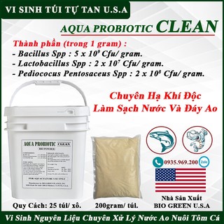 Men vi sinh xử lý nước đáy, hạ khí độc nhanh, men vi sinh tôm cá , bio clean túi 200gram