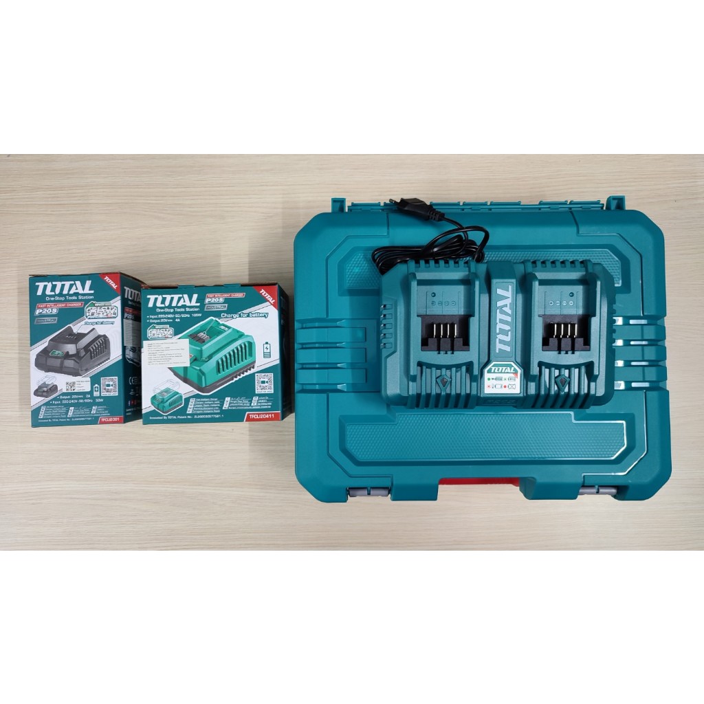 Bộ sạc pin Total 20V các loại từ 2Ah TFCLI2001 - sạc thông minh 4Ah TFCLI20411 và sạc đôi TCLI2034