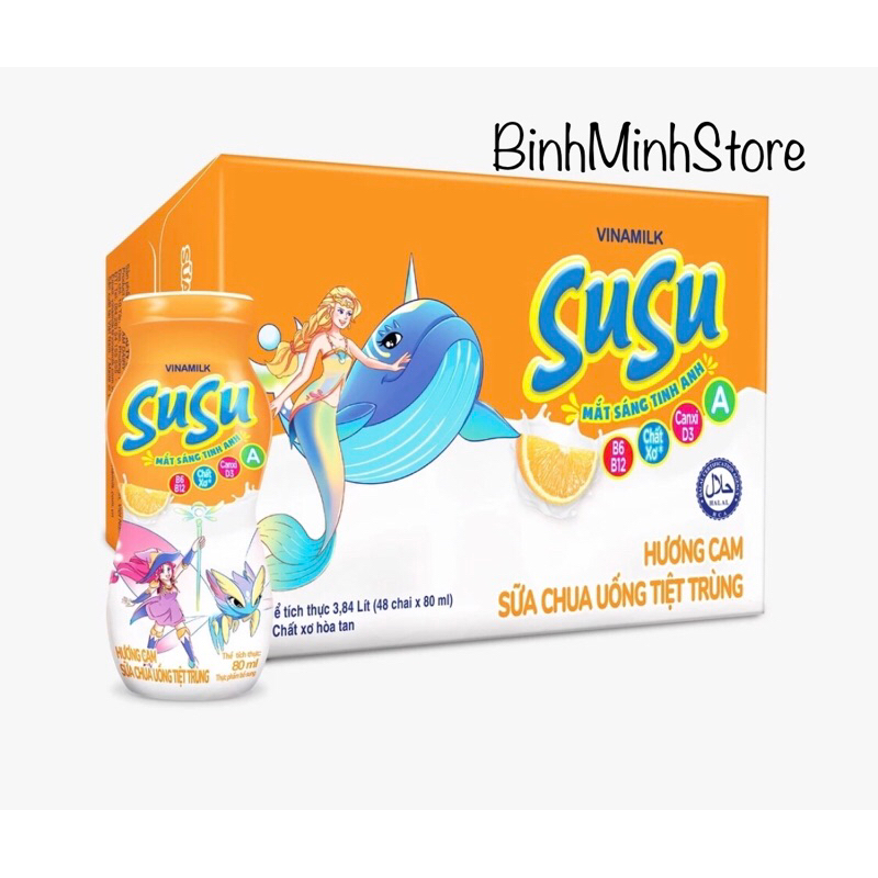 Sữa Chua Uống Tiệt Trùng Vinamilk SuSu Thùng 48 Lọ X 80ml