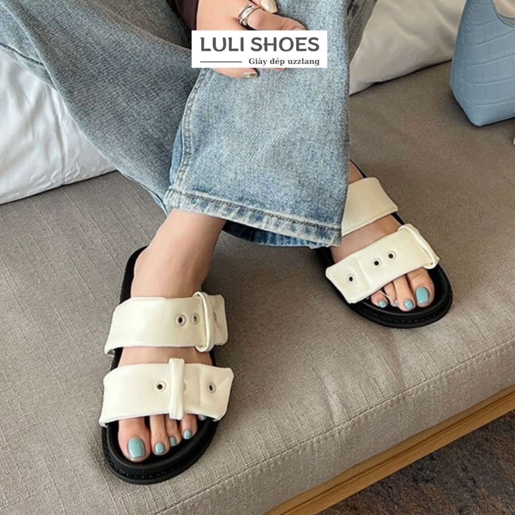 Dép nữ giày nữ quai ngang hàng da mềm êm chân Quảng Châu cao cấp