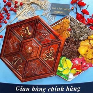 Khay Đựng Mứt Tết, Hộp Đựng Bánh Kẹo Tết Phúc Lộc Thọ Giả Vân Gỗ Bền Đẹp, Sang Trọng