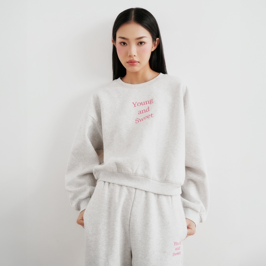 DOTTIE - Áo Sweater thêu chữ - Xám - T0841