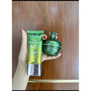 Combo kem sâm xanh +chống nắng xanh nâng tone ncollagen trần bích ngân