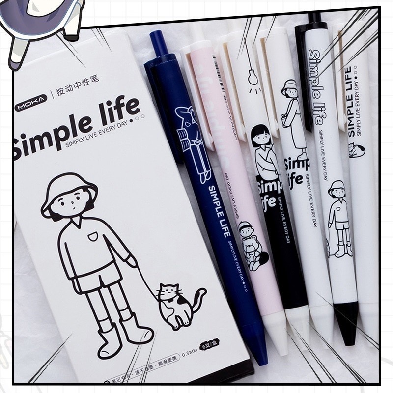 Bút Moka Simple Life Mực Đen Viết Siêu Êm Thay Ngòi Được- BV12