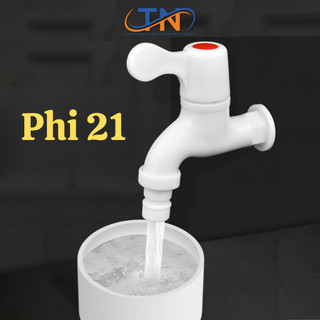 Vòi hồ, vòi nước, vòi nhựa pvc phi 21 gắn tường cao cấp màu trắng - qm0023