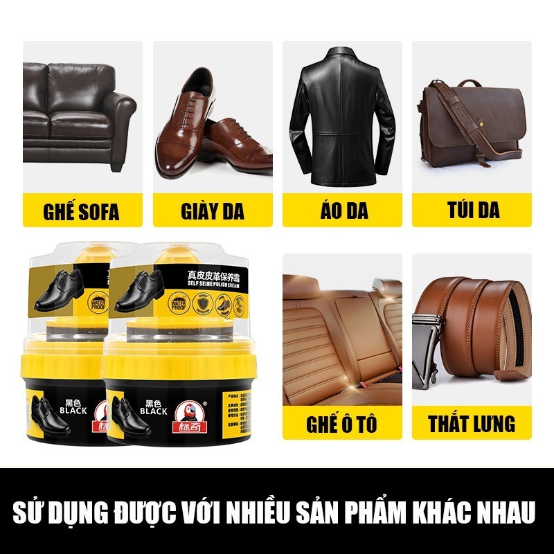 Xi đánh giày, sửa chữa các vết bong tróc. Xi kem dưỡng da làm bóng nhanh đồ da, giày dép 50g, tặng kèm mút