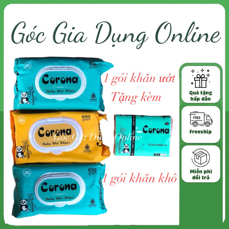 (Tặng kèm khăn giấy khô). Khăn giấy ướt không mùi cao cấp 650gr