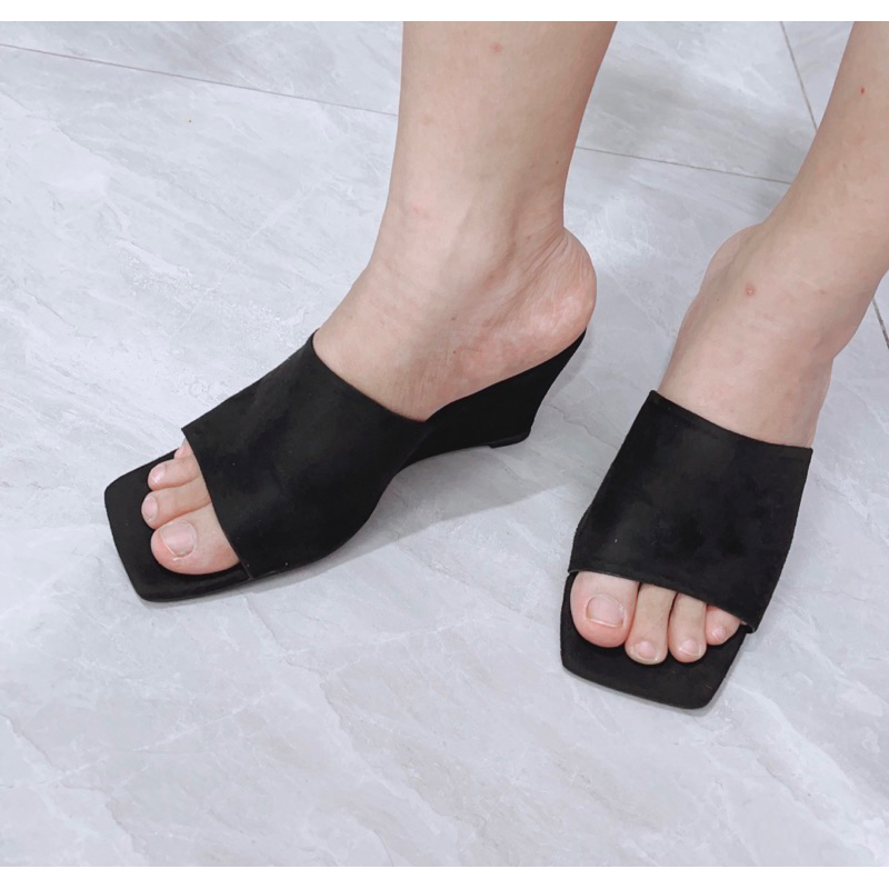 Dép Cao Gót, Guốc Nỉ Đế Xuồng 7cm Có Lót Êm Chân Dễ Đi | Mã Nem 3723 - Bảo Hành 6 Tháng