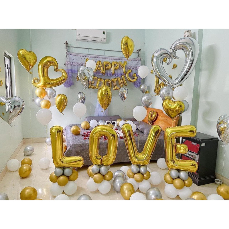 Sét bóng trang trí phòng cưới , phòng tân hôn kèm chữ Love