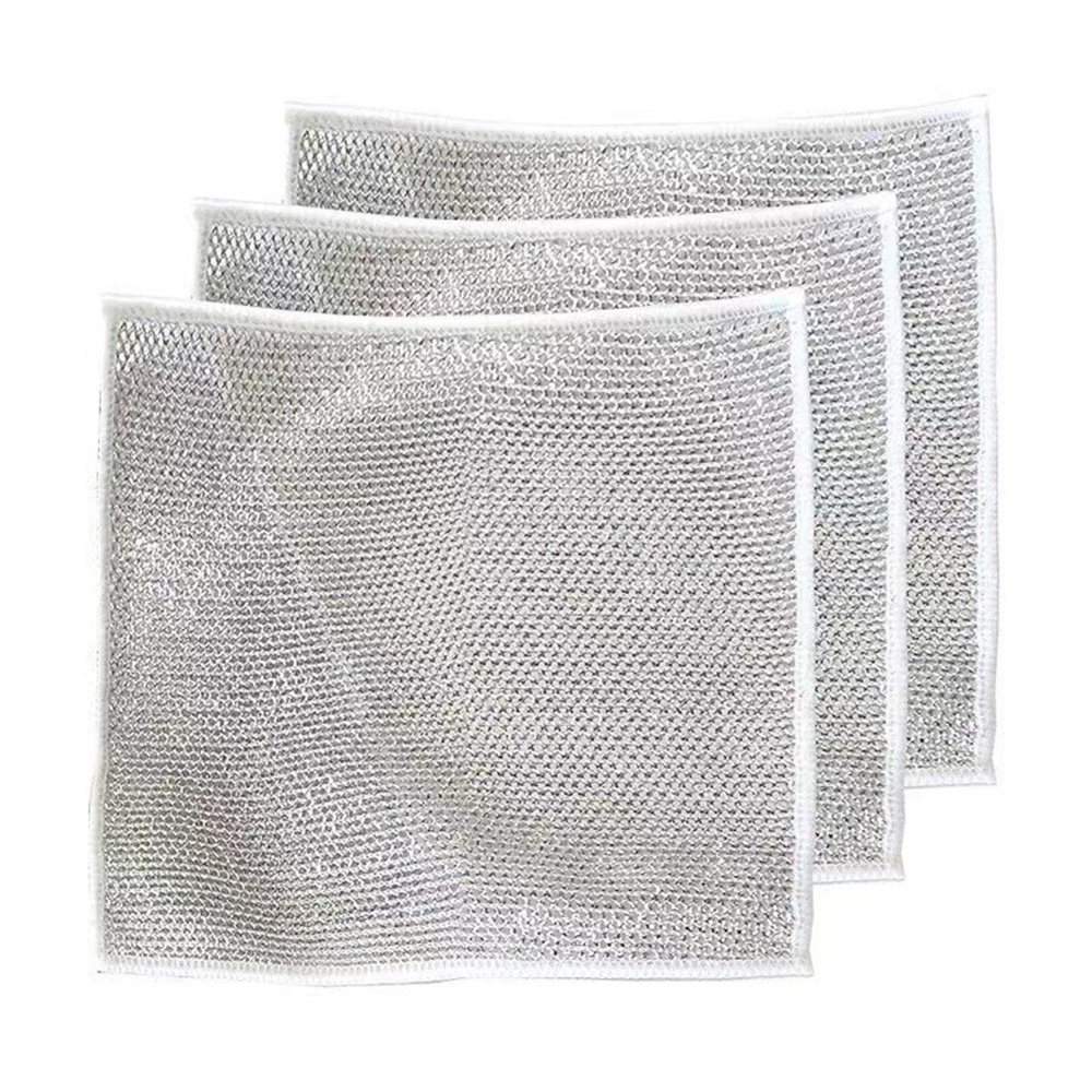 Khăn Lau Bếp Cọ Rửa Xoong Nồi, Chén Đĩa Chất Liệu Dây Bạc Chống Bám PVN353