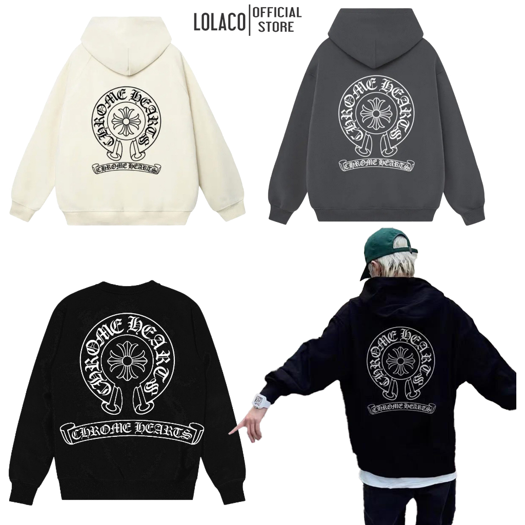 Áo Hoodie chorme heart -ÁO SWEATER CHẤT NỈ COTTON MŨ 2 LỚP DÀY đl 350gsm