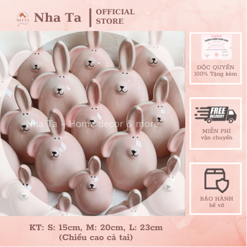 Ống tiết kiệm, thỏ sứ bỏ tiền decor trang trí bàn học, bàn làm việc 2 màu xinh xắn