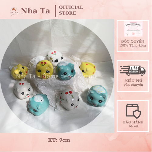 Heo sứ mini, lợn đất tiết kiệm nhét vàng 1 chỉ, nhét tiền loại nhỏ, quà tặng cho bé dễ thương (Hoạ tiết ngẫu nhiên)
