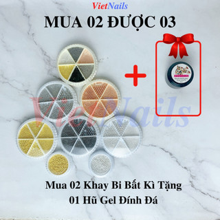 Khay bi trang trí móng - combo khay bi trang trí móng nail - khay bi 6 ngăn mix size đủ màu chuyên dụng cho thợ nail.
