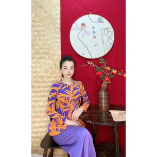 BỘ BÀ BA VẢI LỤA HỌA TIẾT VÀ CHẤM BI MẪU 2
