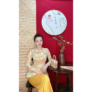 BỘ BÀ BA VẢI LỤA HỌA TIẾT VÀ CHẤM BI MẪU 2
