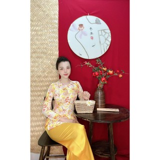 BỘ BÀ BA VẢI LỤA HỌA TIẾT VÀ CHẤM BI MẪU 2