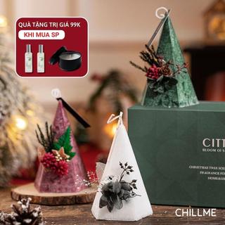 Set quà tặng giáng sinh noel nến thơm hình cây thông Chillme trang trí ngày lễ thơm phòng thư giãn