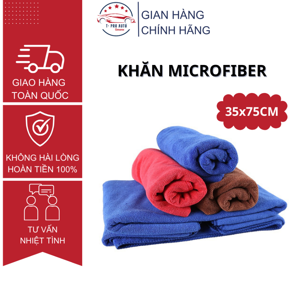 Khăn microfiber lau ô tô chuyên dụng 35x75cm