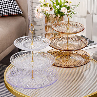 Khay Đựng Bánh Kẹo 3 Tầng Bằng Nhựa Theo Phong Cách Châu Âu - mika trong suốt, khay đựng bánh kẹo, trái cây bàn tiệc