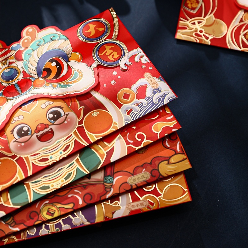 Set 4 Bao Lì Xì Tết 2024 Mừng Năm Mới Màu Đỏ Phong Cách Trung Hoa