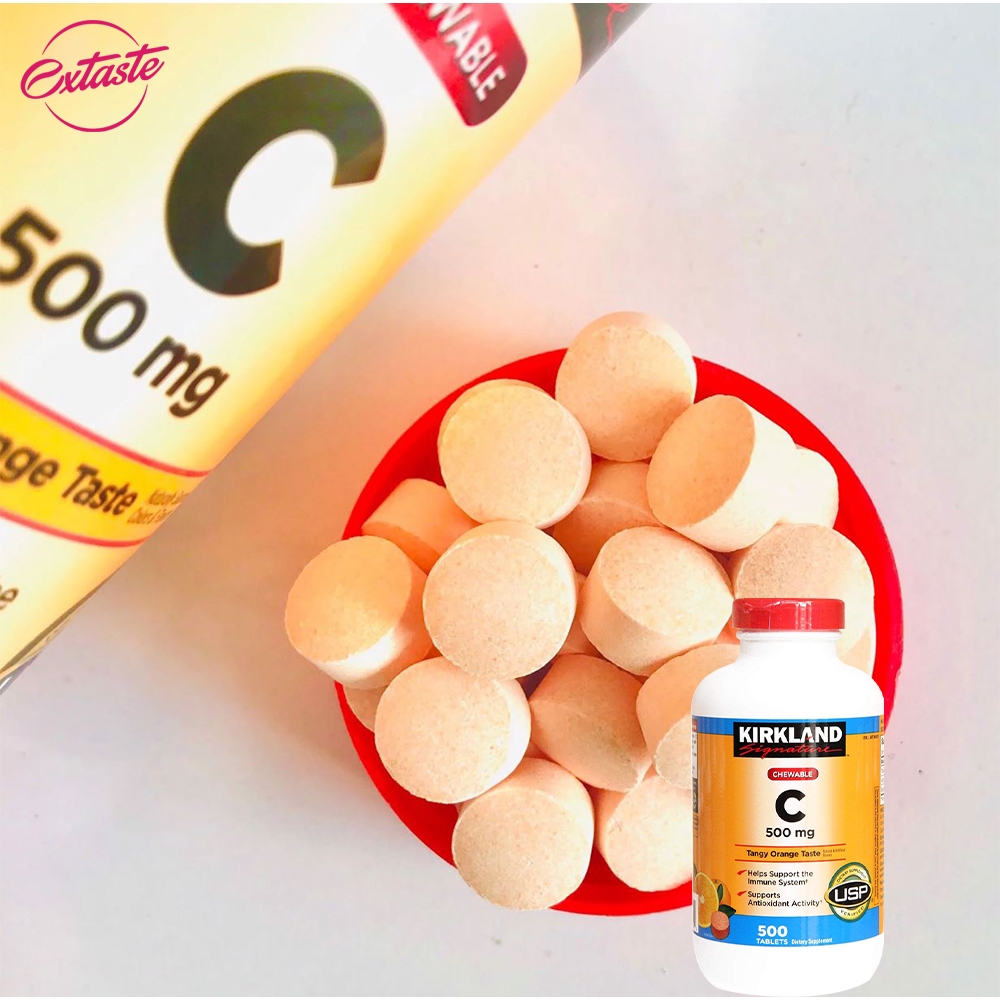 Viên nhai Vitamin C Kirkland Signature 500mg hỗ trợ làm đẹp da, tăng đề kháng 500 viên quatangme.com.vn